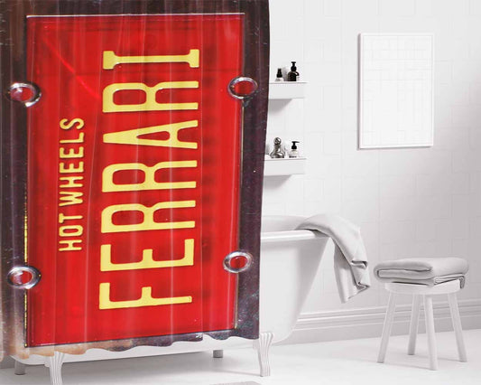 Hot Wheels Ferrari Bathroom Shower Curtain Fabric Waterproof | 66 X 72 Inch