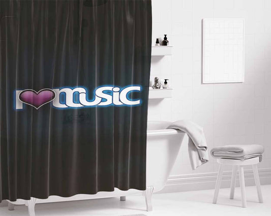 House Music Dubstep Techno Bathroom Shower Curtain Fabric Waterproof | 66 X 72 Inch