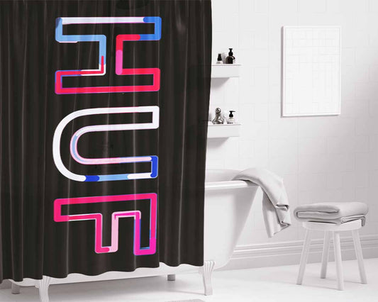 Huf Colorful Font Big Bathroom Shower Curtain Fabric Waterproof | 66 X 72 Inch