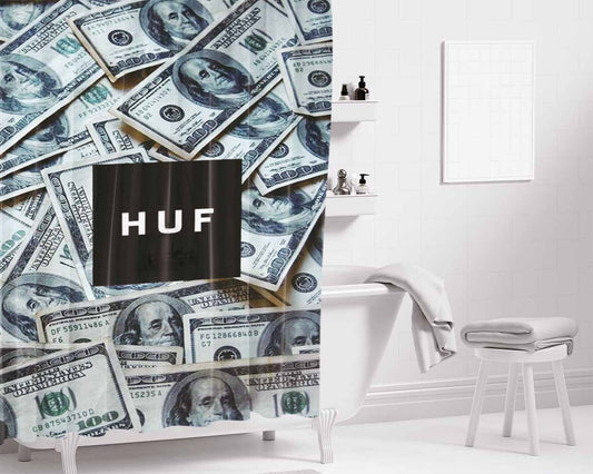 Huf Dollars Bathroom Shower Curtain Fabric Waterproof | 66 X 72 Inch