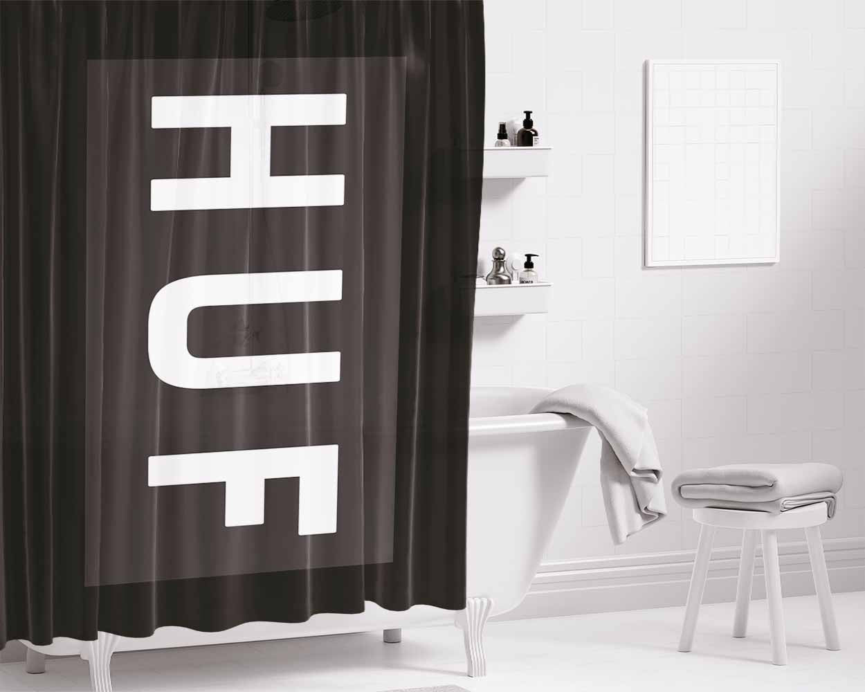 Huf Font Big Bathroom Shower Curtain Fabric Waterproof | 66 X 72 Inch