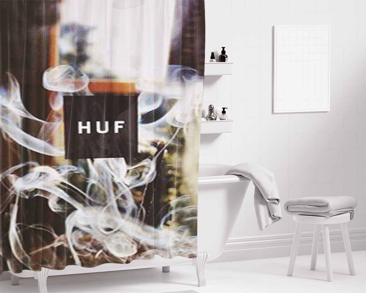 Huf Smoke 2 Bathroom Shower Curtain Fabric Waterproof | 66 X 72 Inch