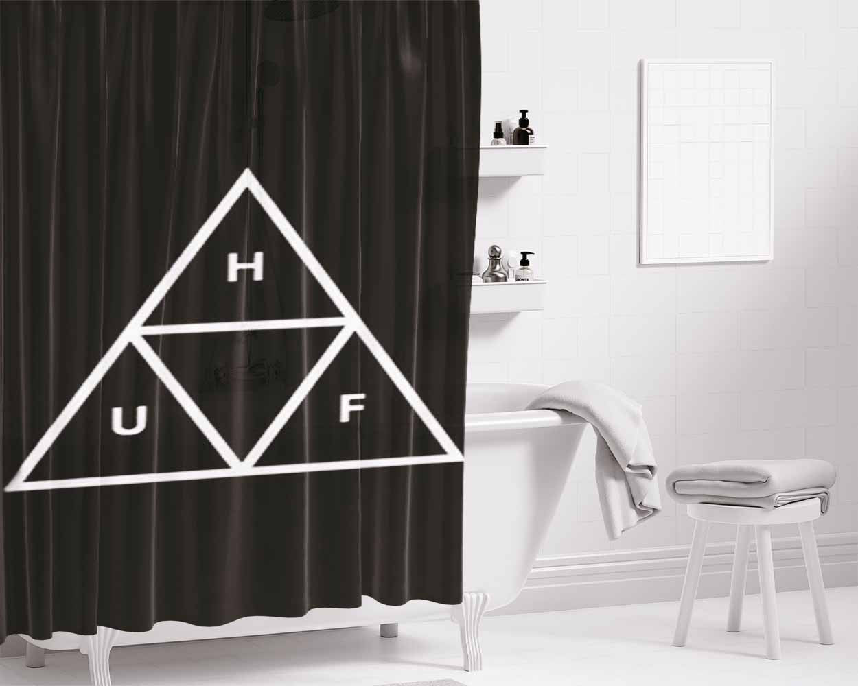 Huf Triangle Bathroom Shower Curtain Fabric Waterproof | 66 X 72 Inch
