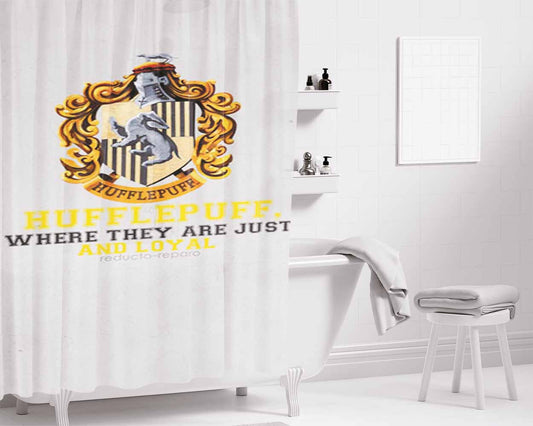 Hufflepuff Motto Bathroom Shower Curtain Fabric Waterproof | 66 X 72 Inch