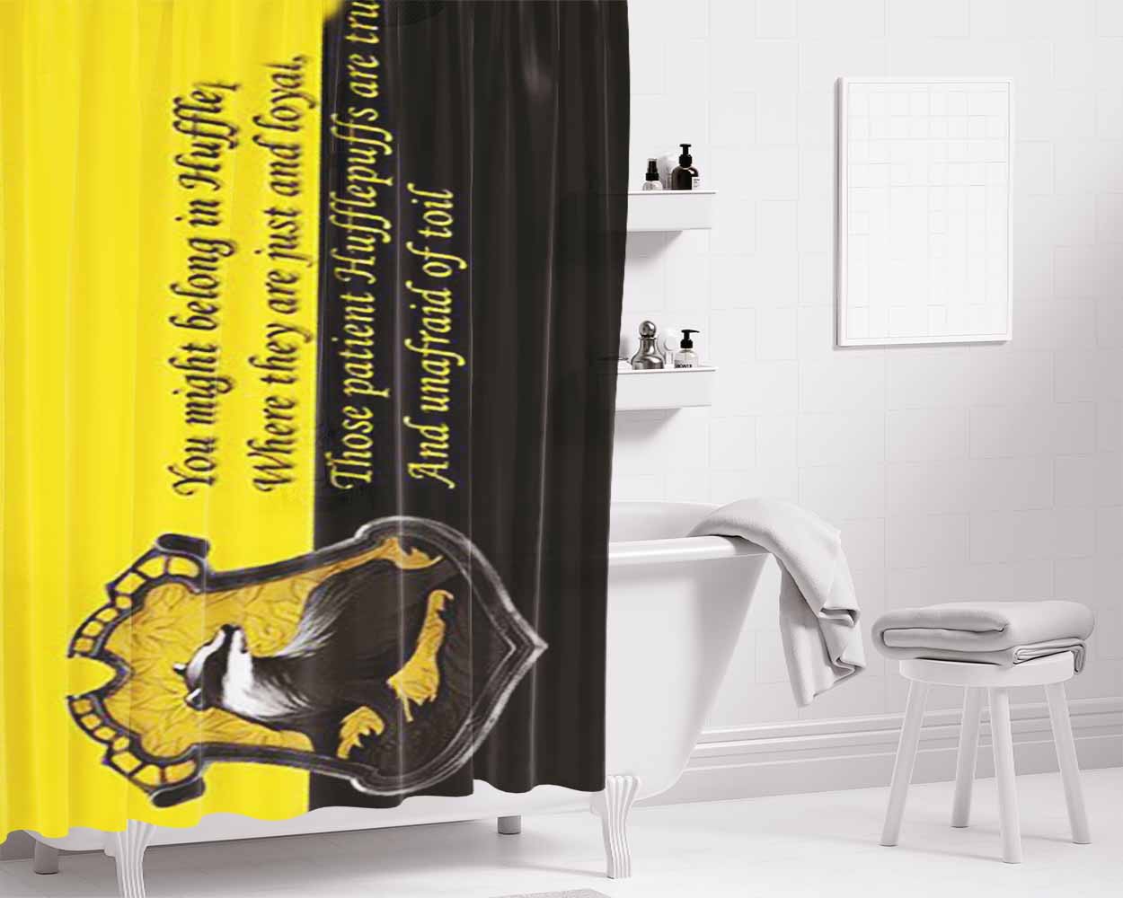Hufflepuff Quotes Bathroom Shower Curtain Fabric Waterproof | 66 X 72 Inch