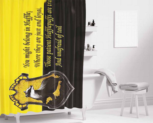 Hufflepuff Quotes Bathroom Shower Curtain Fabric Waterproof | 66 X 72 Inch