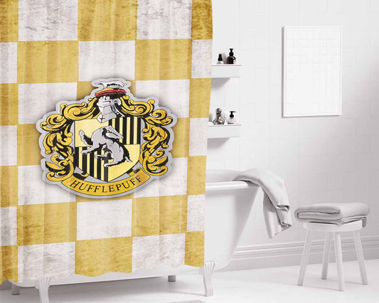 Hufflepuff School Crest Bathroom Shower Curtain Fabric Waterproof | 66 X 72 Inch