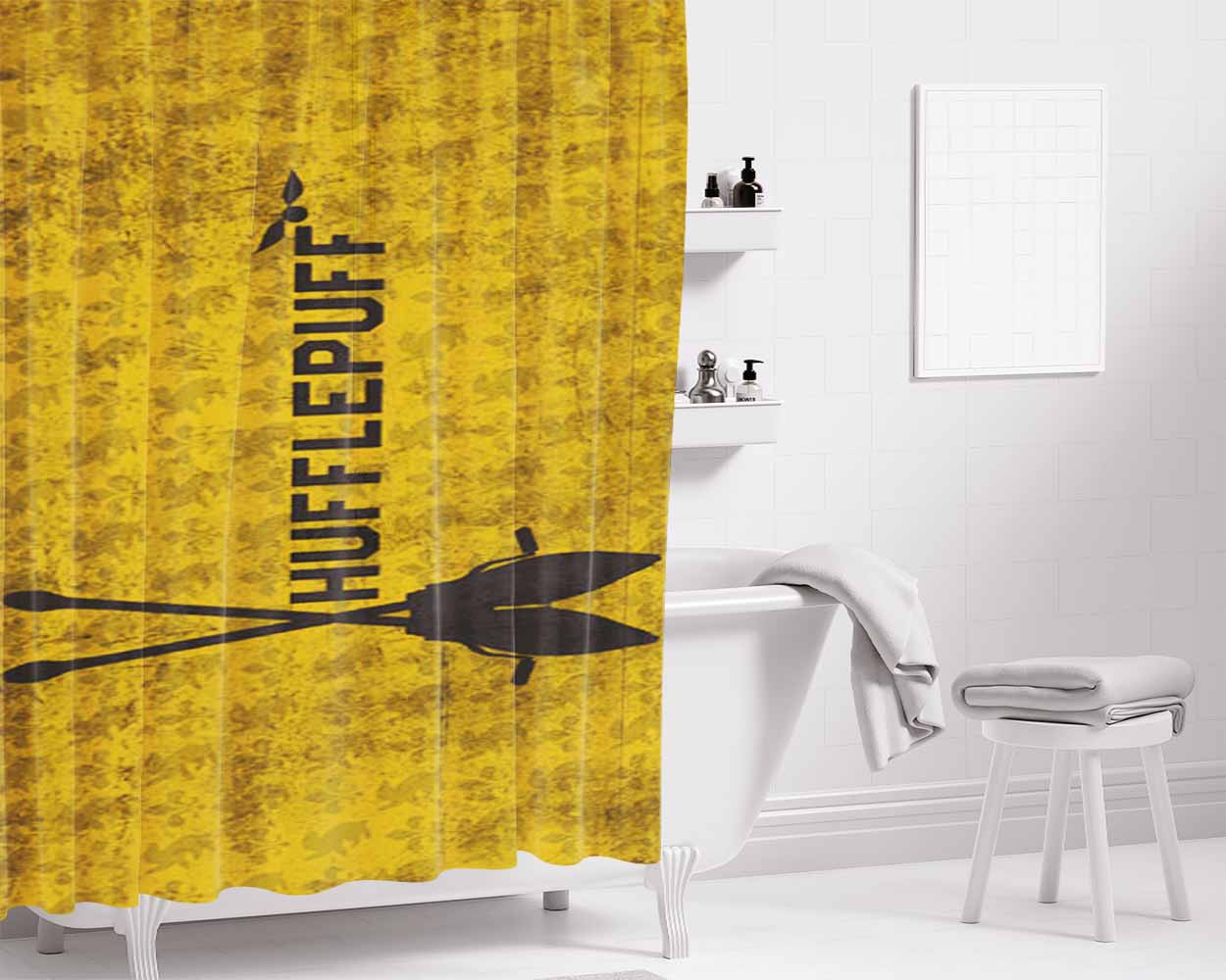 Hufflepuff Symbol Bathroom Shower Curtain Fabric Waterproof | 66 X 72 Inch