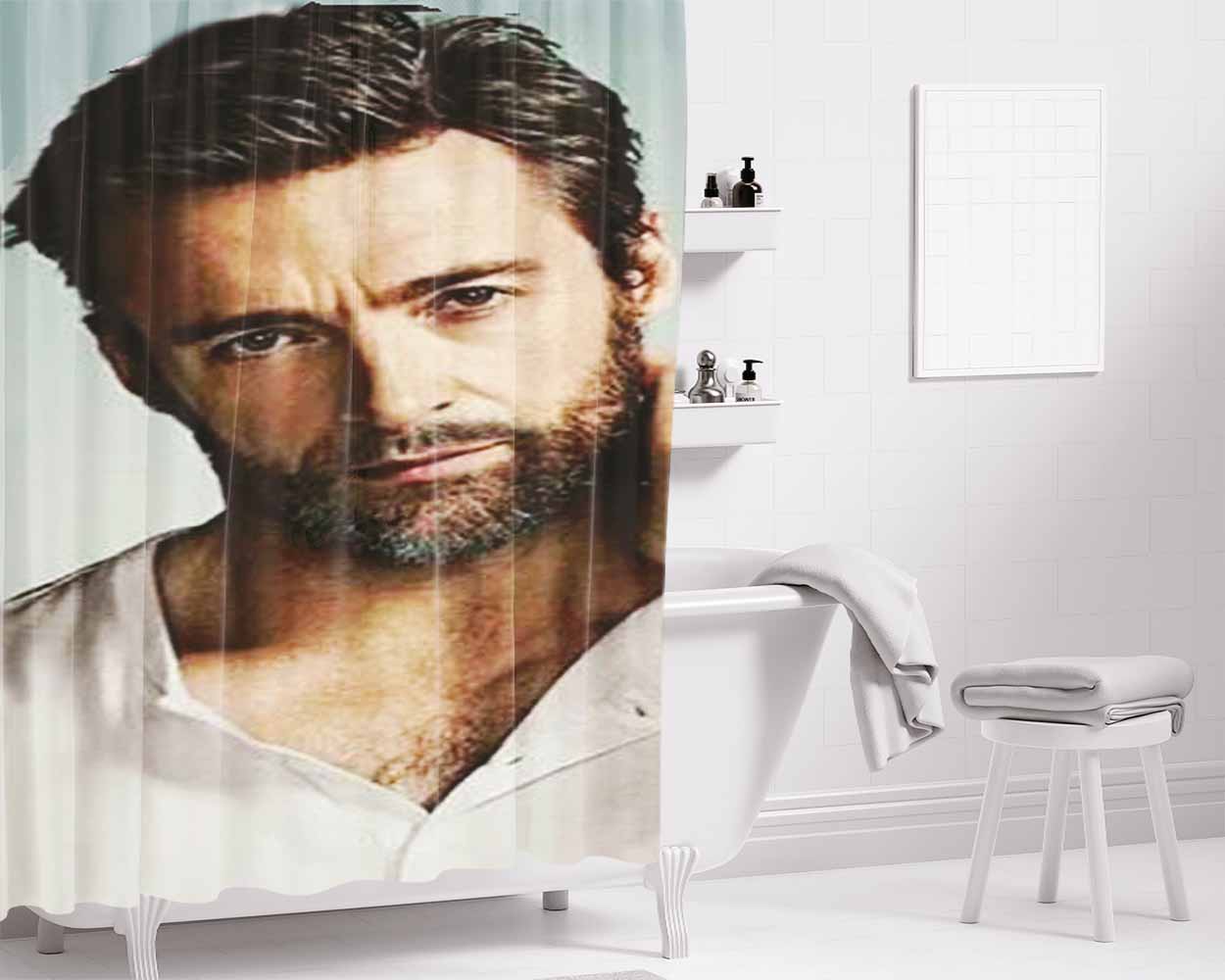 Hugh Jackman Scruffy Bathroom Shower Curtain Fabric Waterproof | 66 X 72 Inch