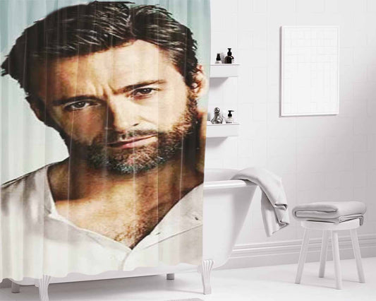 Hugh Jackman Scruffy Bathroom Shower Curtain Fabric Waterproof | 66 X 72 Inch