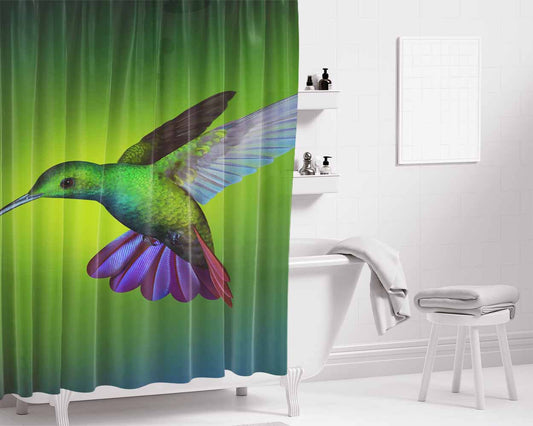 Hummingbird 4K Bathroom Shower Curtain Fabric Waterproof | 66 X 72 Inch