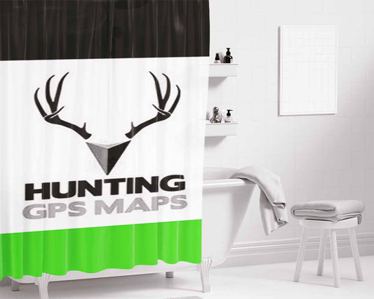 Hunting Gps Maps Bathroom Shower Curtain Fabric Waterproof | 66 X 72 Inch