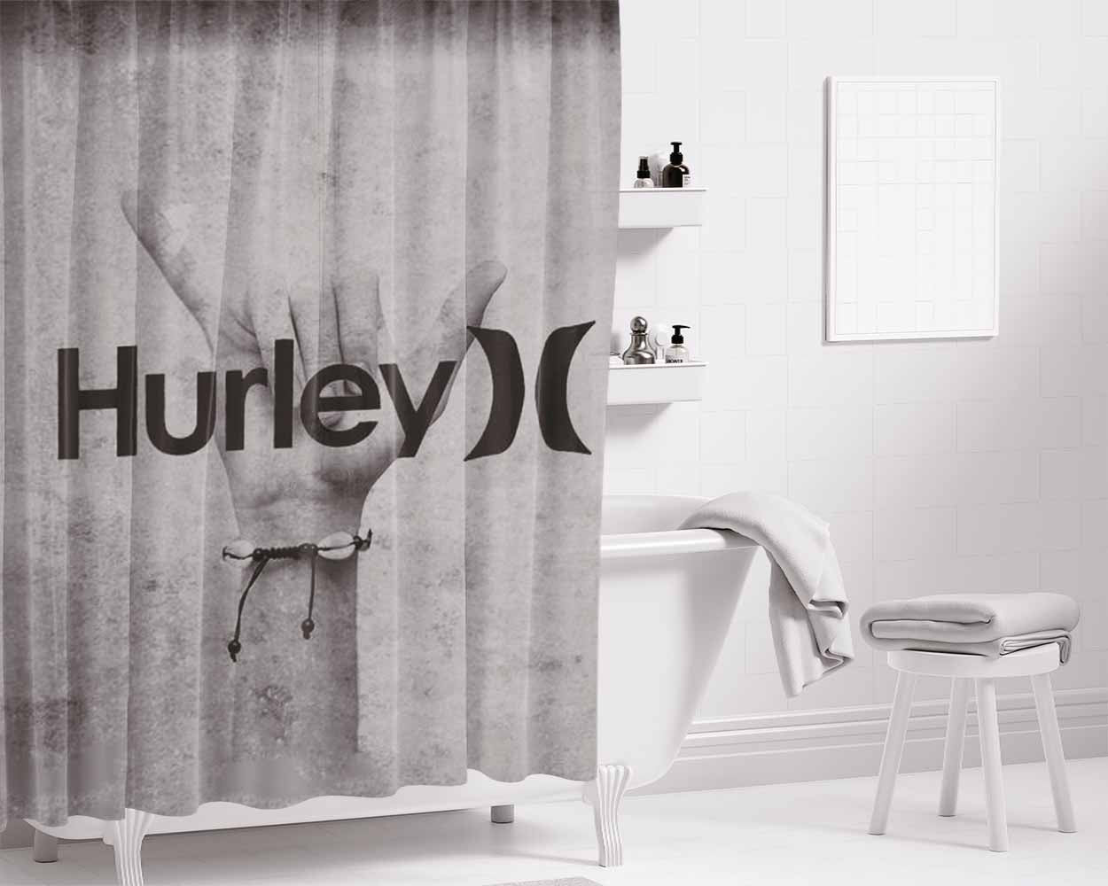 Hurley Hand Bathroom Shower Curtain Fabric Waterproof | 66 X 72 Inch