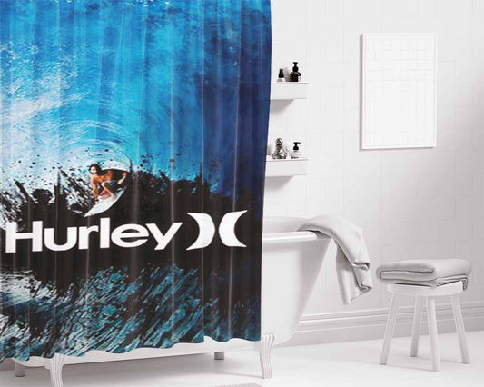 Hurley Surfing Bathroom Shower Curtain Fabric Waterproof | 66 X 72 Inch