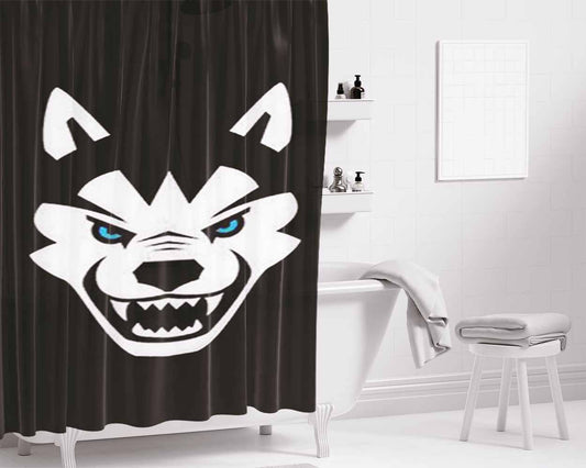 Huskies Mascot Logo Bathroom Shower Curtain Fabric Waterproof | 66 X 72 Inch