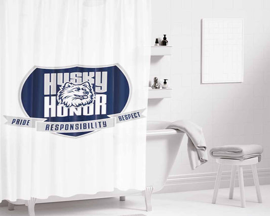 Husky Honor Logo Bathroom Shower Curtain Fabric Waterproof | 66 X 72 Inch