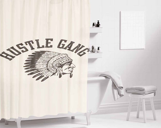 Hustle Gang Vintage Bathroom Shower Curtain Fabric Waterproof | 66 X 72 Inch