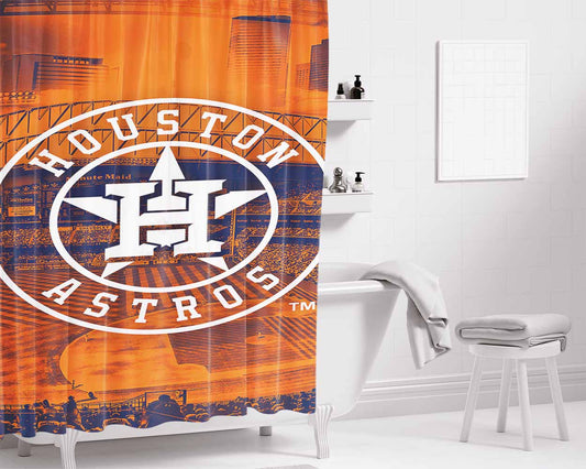 Huston Astros Mobile Wallpaper Bathroom Shower Curtain Fabric Waterproof | 66 X 72 Inch