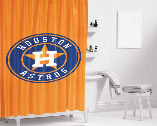Huston Astros Bathroom Shower Curtain Fabric Waterproof | 66 X 72 Inch