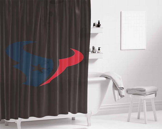 Huston Texans Logo Dark Grey Bathroom Shower Curtain Fabric Waterproof | 66 X 72 Inch