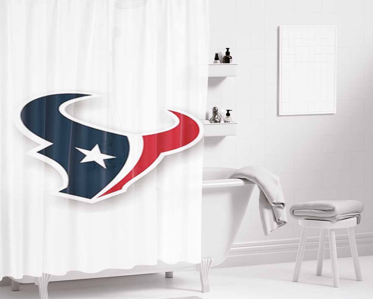 Huston Texans Logo Bathroom Shower Curtain Fabric Waterproof | 66 X 72 Inch