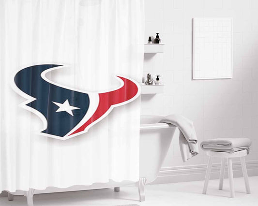 Huston Texans Logo Bathroom Shower Curtain Fabric Waterproof | 66 X 72 Inch