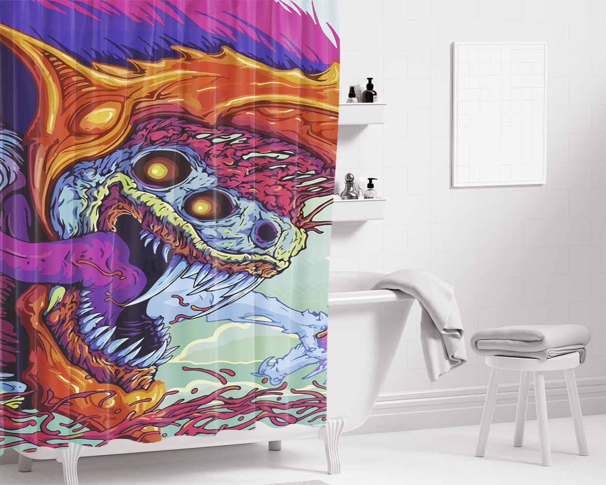 Hyper Beast Bathroom Shower Curtain Fabric Waterproof | 66 X 72 Inch