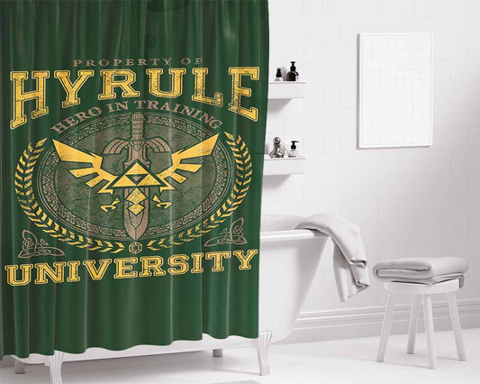 Hyrule University On Green Bathroom Shower Curtain Fabric Waterproof | 66 X 72 Inch