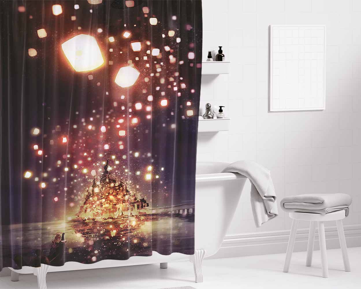 I Love You To The Moon And Back Bathroom Shower Curtain Fabric Waterproof | 66 X 72 Inch