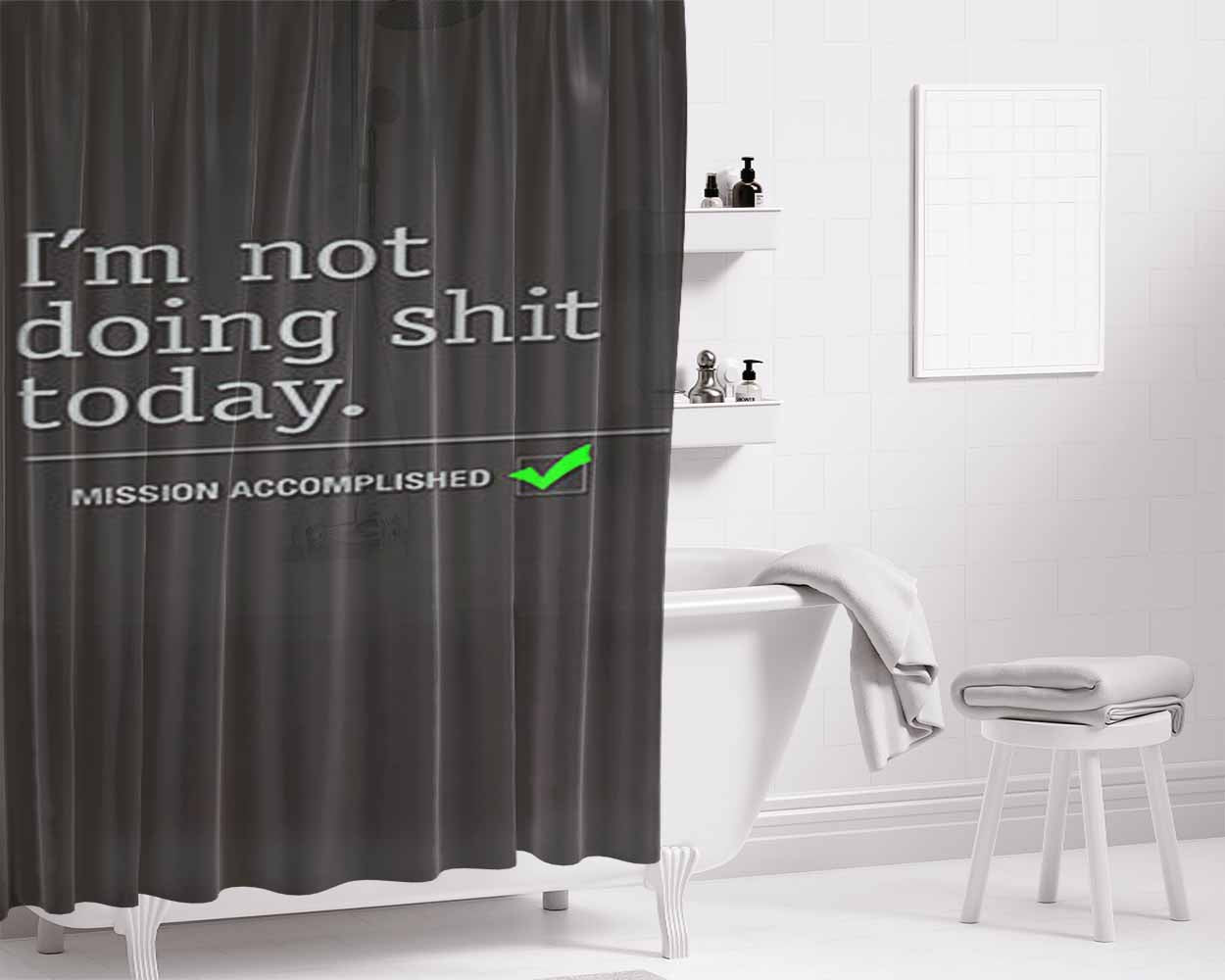 Im A Proud Lola Funny Papa Grandma Gift Bathroom Shower Curtain Fabric Waterproof | 66 X 72 Inch