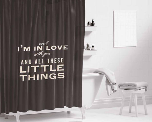 In Love With All The Little Things Bathroom Shower Curtain Fabric Waterproof | 66 X 72 Inch