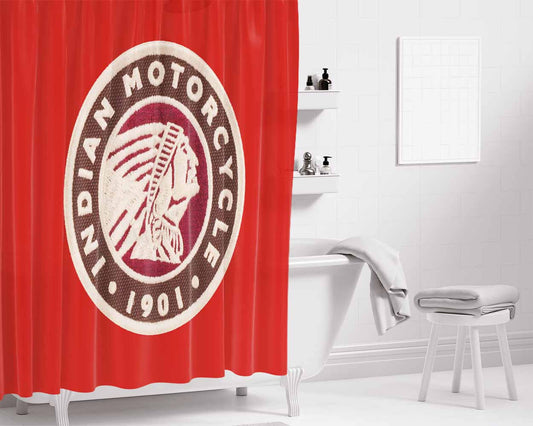 Indian Motorcycle Logo Bathroom Shower Curtain Fabric Waterproof | 66 X 72 Inch