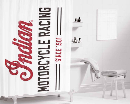 Indian Motorcycle Bathroom Shower Curtain Fabric Waterproof | 66 X 72 Inch