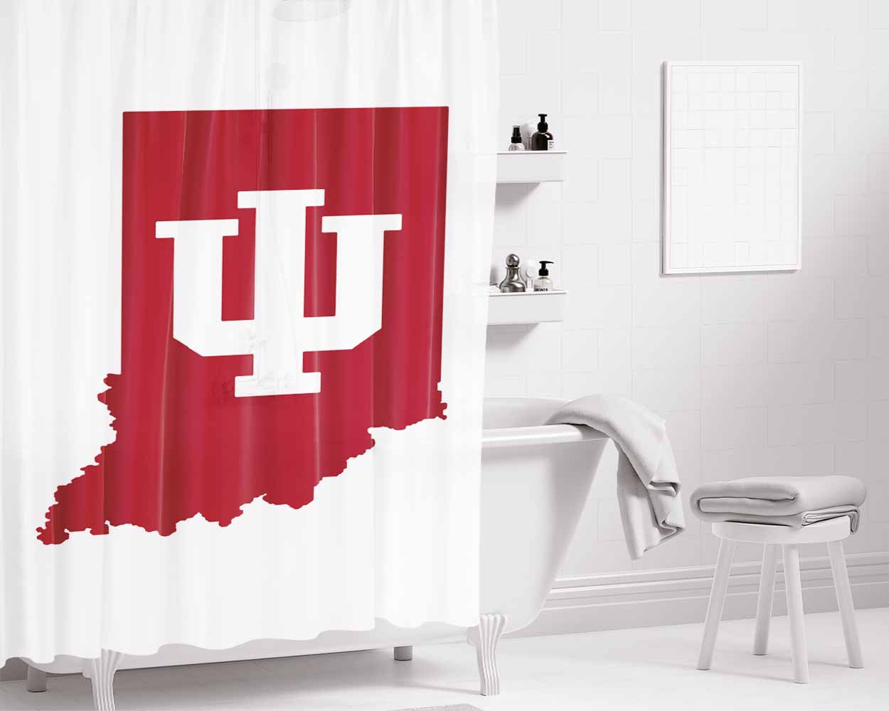 Indiana Hoosiers Bathroom Shower Curtain Fabric Waterproof | 66 X 72 Inch