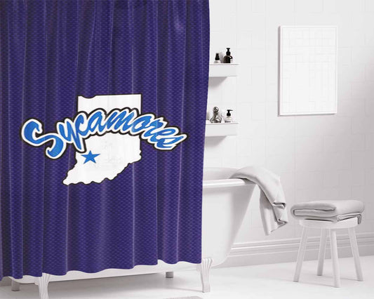 Indiana State University Sycamores Bathroom Shower Curtain Fabric Waterproof | 66 X 72 Inch