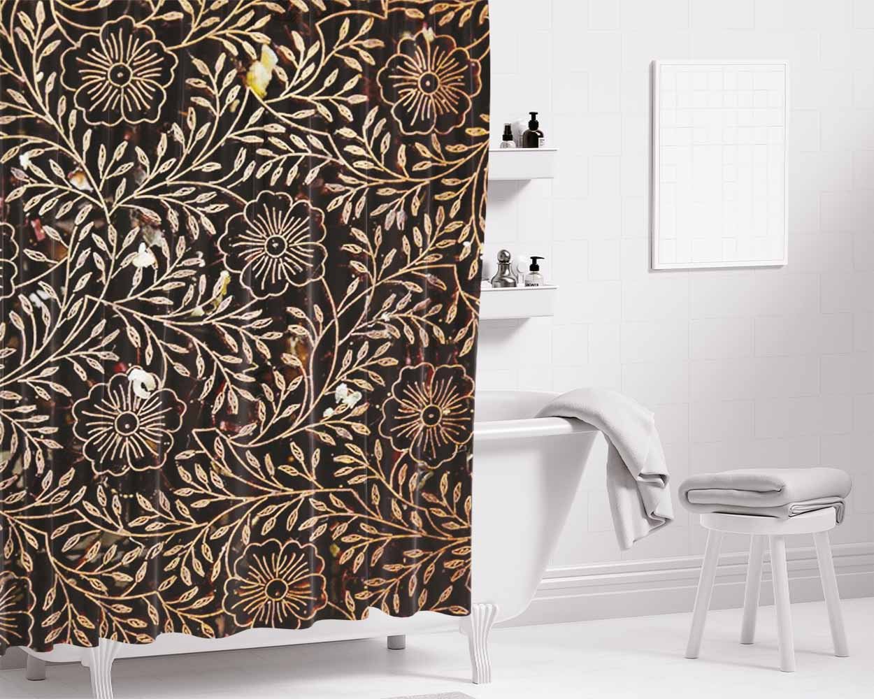 Indonesian Culture 4 Bathroom Shower Curtain Fabric Waterproof | 66 X 72 Inch
