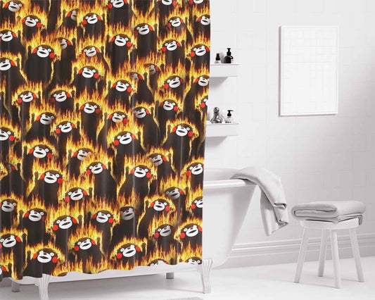 Infernal Bears Fire Party Pattern Bathroom Shower Curtain Fabric Waterproof | 66 X 72 Inch