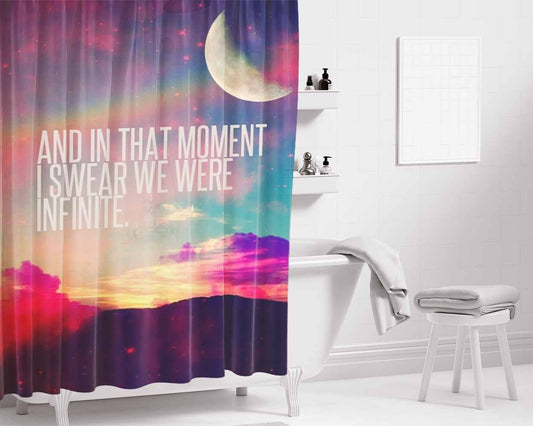 Infinite Quote Bathroom Shower Curtain Fabric Waterproof | 66 X 72 Inch