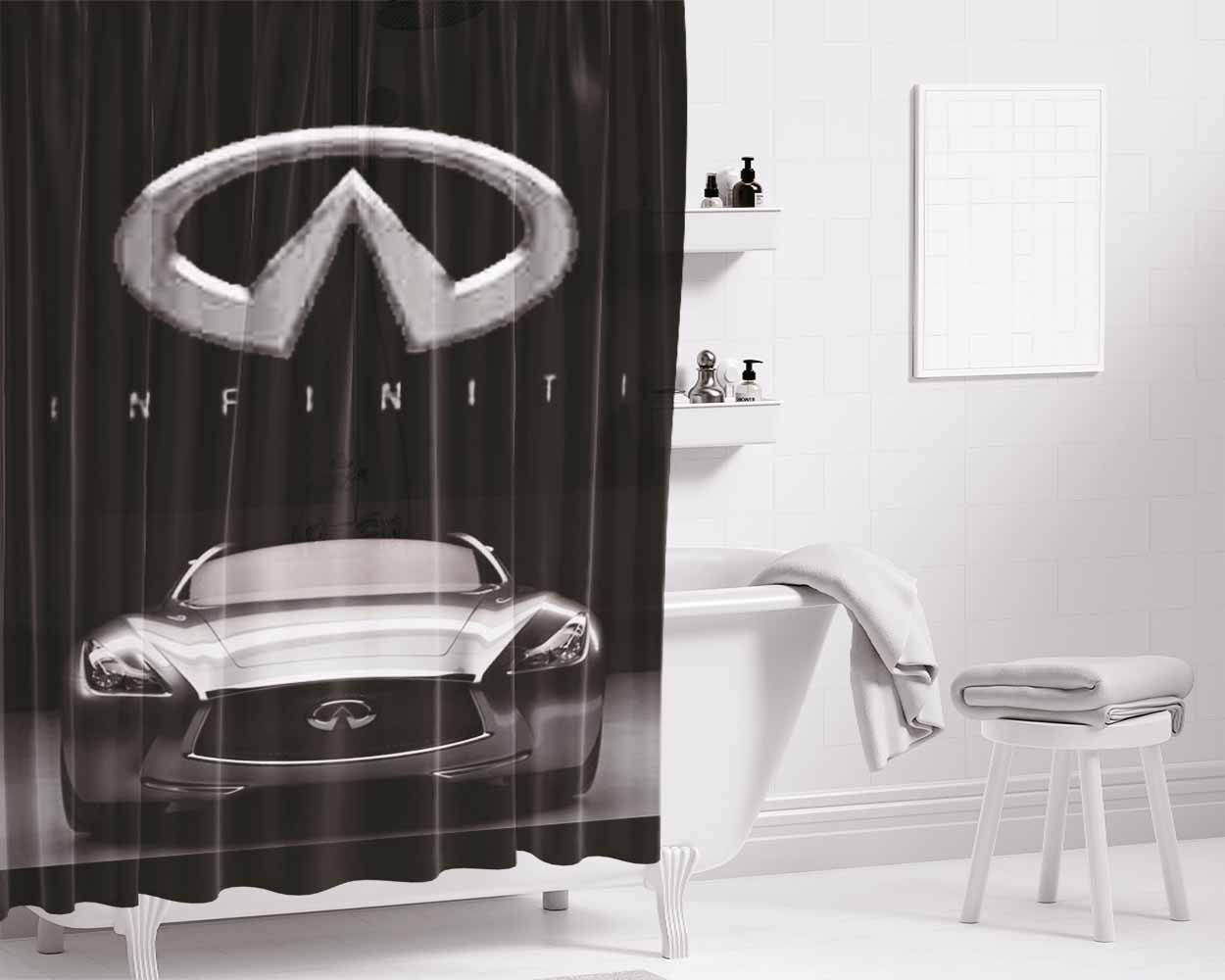Infiniti Carr Bathroom Shower Curtain Fabric Waterproof | 66 X 72 Inch