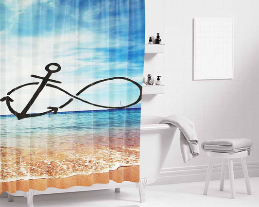 Infinity Anchor Bathroom Shower Curtain Fabric Waterproof | 66 X 72 Inch