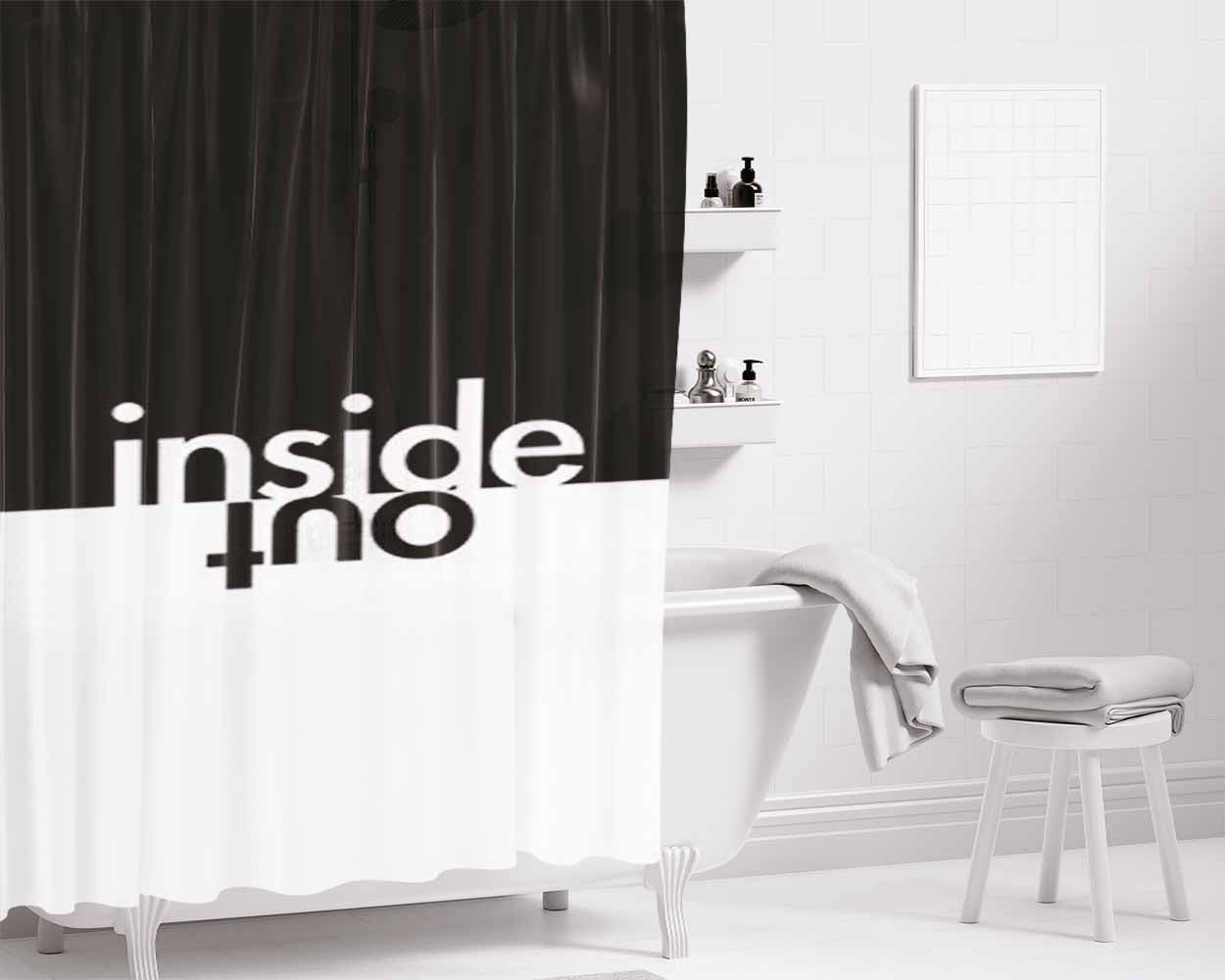 Inside Out Two Tone Bathroom Shower Curtain Fabric Waterproof | 66 X 72 Inch