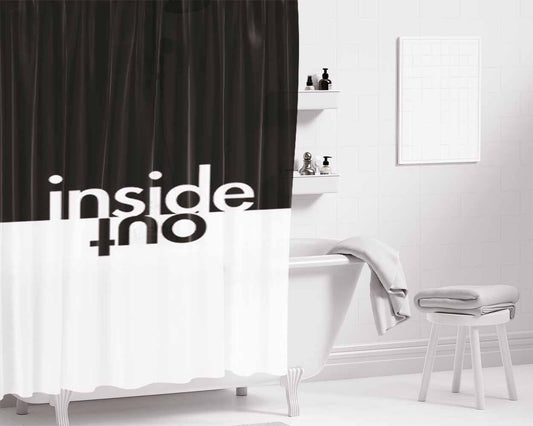Inside Out Two Tone Bathroom Shower Curtain Fabric Waterproof | 66 X 72 Inch