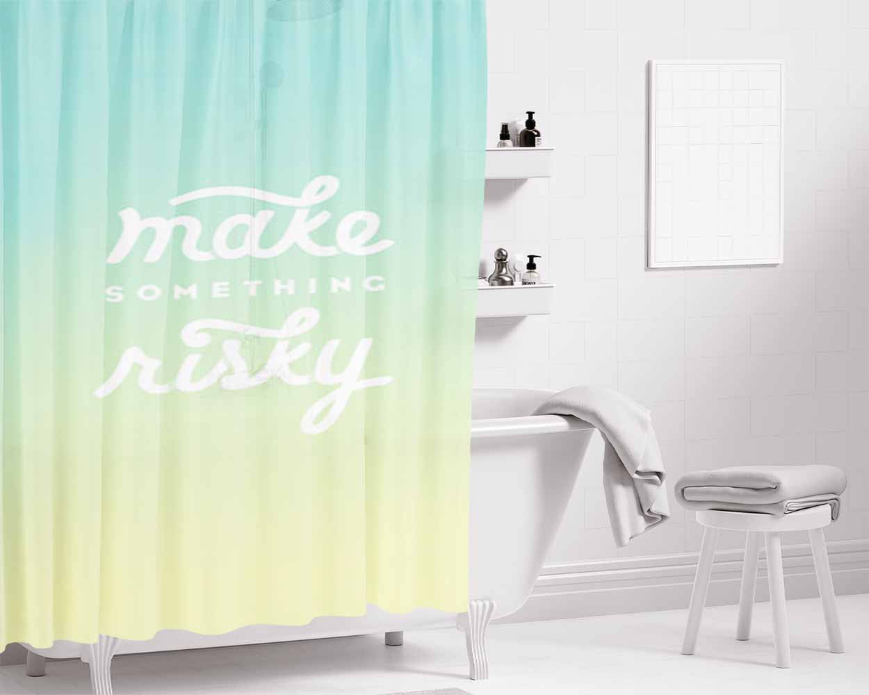 Inspirational Bathroom Shower Curtain Fabric Waterproof | 66 X 72 Inch