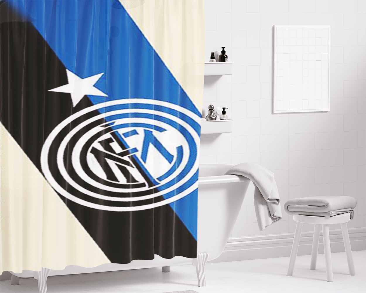 Inter Milan Logo Bathroom Shower Curtain Fabric Waterproof | 66 X 72 Inch