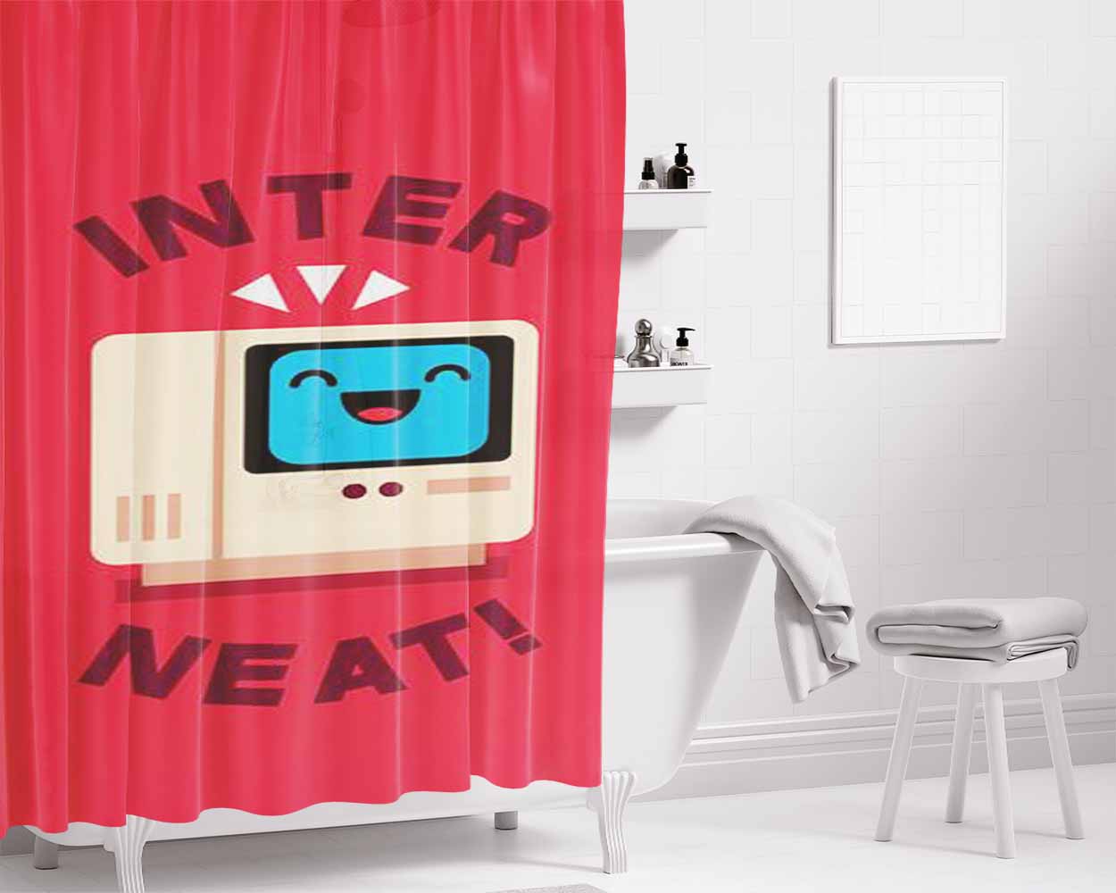 Interneat Bathroom Shower Curtain Fabric Waterproof | 66 X 72 Inch