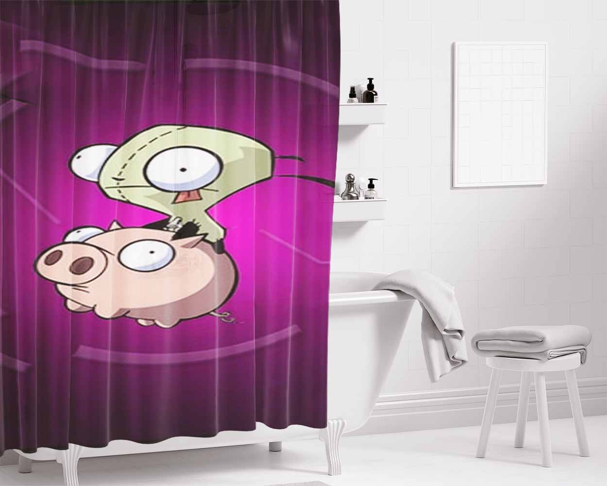 Invader Zim Gir Piggy 2 Bathroom Shower Curtain Fabric Waterproof | 66 X 72 Inch