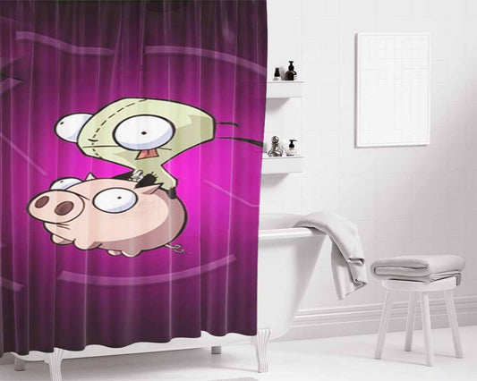 Invader Zim Gir Piggy 2 Bathroom Shower Curtain Fabric Waterproof | 66 X 72 Inch