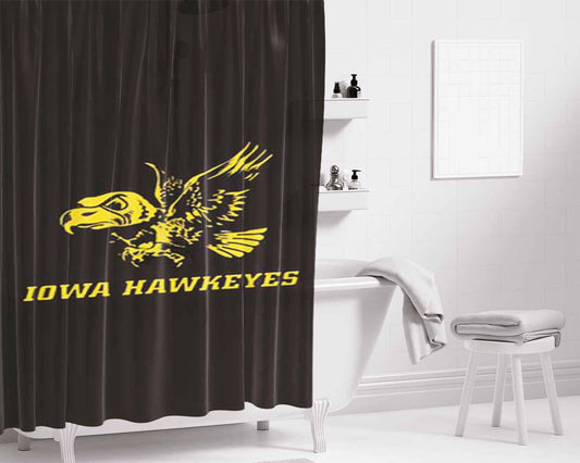 Iowa Hawkeyes Bird Logo Bathroom Shower Curtain Fabric Waterproof | 66 X 72 Inch