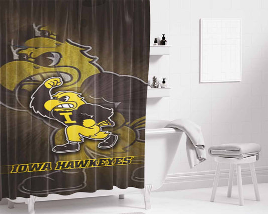 Iowa Hawkeyes Football Bathroom Shower Curtain Fabric Waterproof | 66 X 72 Inch