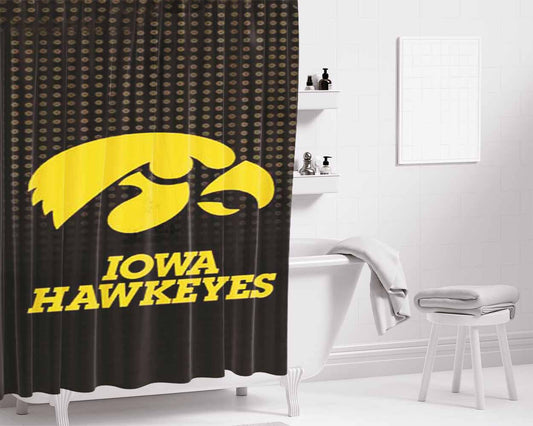 Iowa Hawkeyes Logo Dots Bathroom Shower Curtain Fabric Waterproof | 66 X 72 Inch